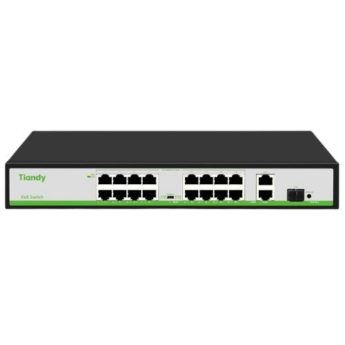 Switch PoE Tiandy, 16 porturi PoE, 180W, VLAN/Extend, AI Mode, TC-P3S019-H1621AT180