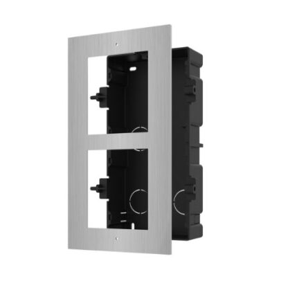 Suport montaj videointerfon modular Hikvision DS-KD-ACF2/S, 2 module, panou inox, cutie incastrata plastic [1]