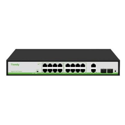 Switch PoE Tiandy TC-P3S020-G1622AT180, 16 porturi Gigabit PoE, 180W, AI Mode, VLAN, Extend, 40Gbps [1]