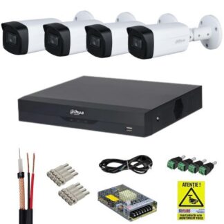 Sistem supraveghere 4K Dahua, 4 camere de exterior 4k 8MP, IR 80m, XVR 4 canale, Accesorii incluse, Autocolant Rovision [1]