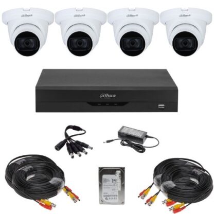 Sistem supraveghere analog Dahua 4 camere, 2MP, IR 30m, microfon, DVR 4 canale, HDCVI, IP, H.265+, HDD 500 GB, accesorii montaj [1]