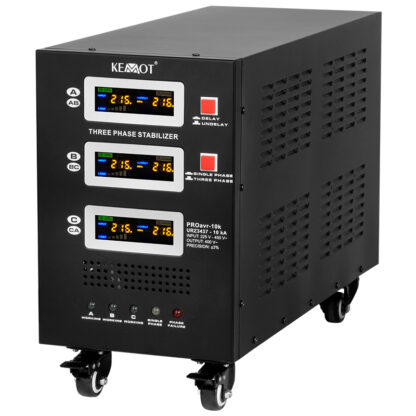 Stabilizator de tensiune trifazat cu servomotor KEMOT PROavr-10k, 10 kVA, 230 V ±3%, functie BYPASS si DELAY [1]