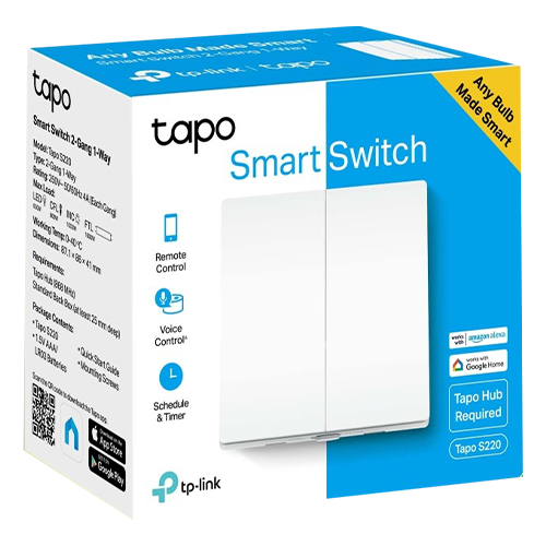 Intrerupator inteligent dublu TP-Link Tapo S220, Wi-Fi - TP-LINK TapoS220