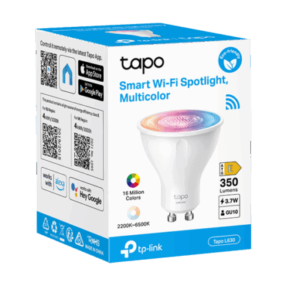 Bec LED smart Wi-Fi, RGB, 2200-6500K, intensitate ajustabila, 350 lm, GU10 - TP-Link Tapo TapoL630 [1]