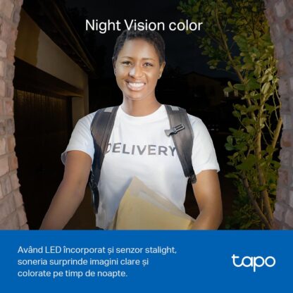 Sonerie video inteligenta Tapo D230S1, 2K 5MP, baterie reincarcabila 180 zile, vedere nocturna color, detectie AI, IP64, Wi-Fi 2.4GHz [1]