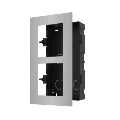Suport montaj videointerfon modular Hikvision DS-KD-ACF2/S, 2 module, panou inox, cutie incastrata plastic [1]