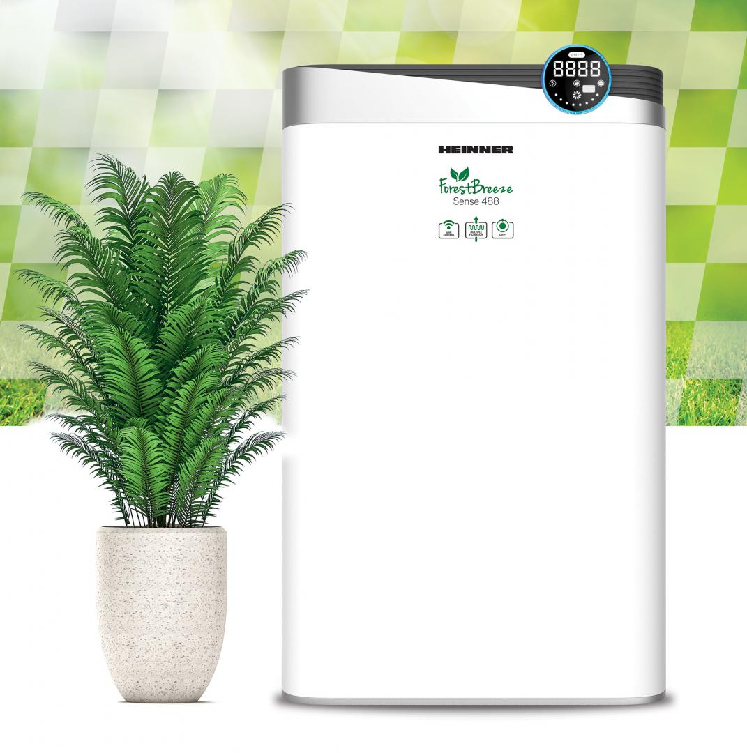 Purificator de aer Heinner Forest Breeze Sense 488 HPA-488WIFI, CADR 488 m³/h, filtru HEPA H11 + lampa UV, WIFI, ionizare, Auto, Sleep, 4 viteze, 85W, 3458 m², alb - 2 | YEO