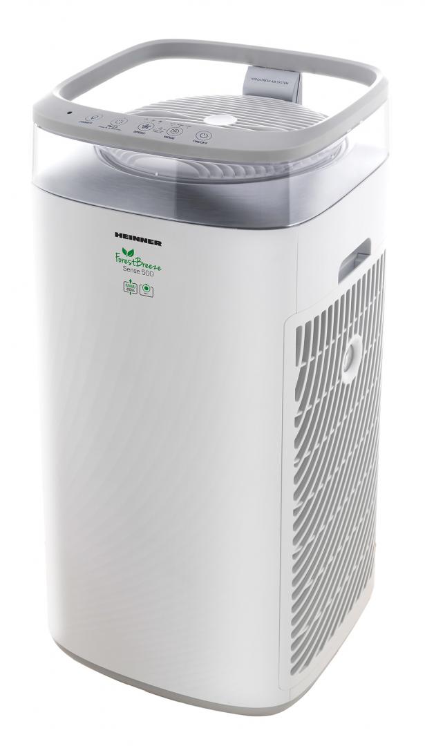 Purificator de aer Heinner HPA-M500, 500 m³/h CADR, filtru HEPA 13, ionizare, afisaj calitate aer, mod Auto & Silentios, 3 viteze, 35W, 35–60 m², alb/argintiu - 1 | YEO