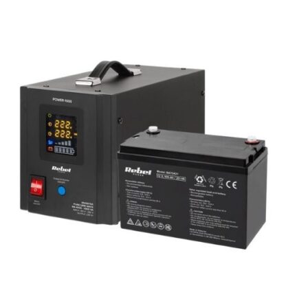 UPS profesional pentru centrala termica Sinus Pur 1000VA 700W 12V Display LCD si 2 Iesiri Schuko, acumulator gel 12V 100Ah Rebel [1]