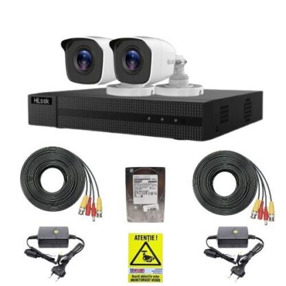 Kit supraveghere Hikvision Hilook, 2 camere 2MP, IR 20m, DVR 4 canale, 2MP, HDD 500GB, Autocolant Rovision [1]