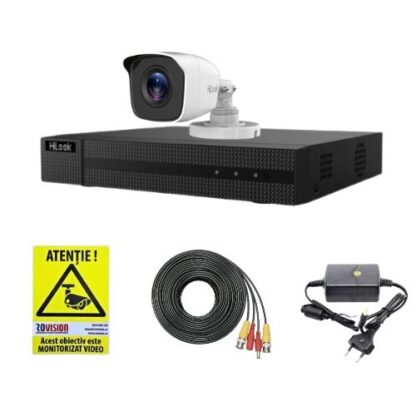 Kit supraveghere Hikvision Hilook, 1 camera 2MP, IR 20m, DVR 4 canale, 2MP, Autocolant Rovision [1]