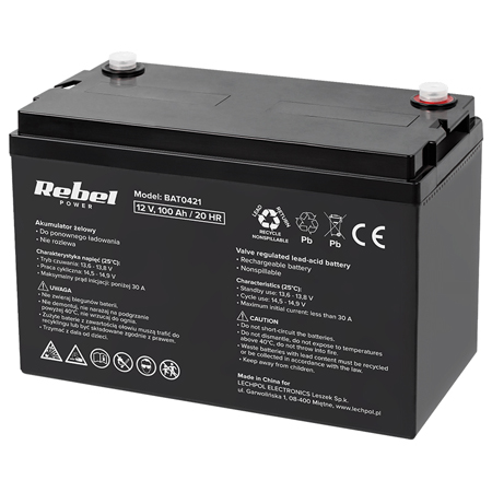 Kit profesional pentru centrala termica - Acumulator Gel Rebel BAT0421 12V 100Ah, VRLA Gel, Fara Intretinere, Rezistent la Temperaturi, Durabil