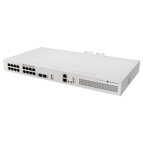 Switch 8 x RJ45 Gigabit PoE af/at, 10 x RJ45 Gigabit, 2 x SFP+ 10G, NAND, 1U - MikroTik CRS418-8P-8G-2S+RM