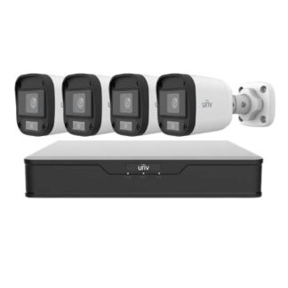 Kit supraveghere 4 mini camere Uniview, 5MP, ColorHunter, Lumina Alba 20m, Vedere color pe timp de noapte, DVR 4 canale, Vizualizare de pe telefon [1]