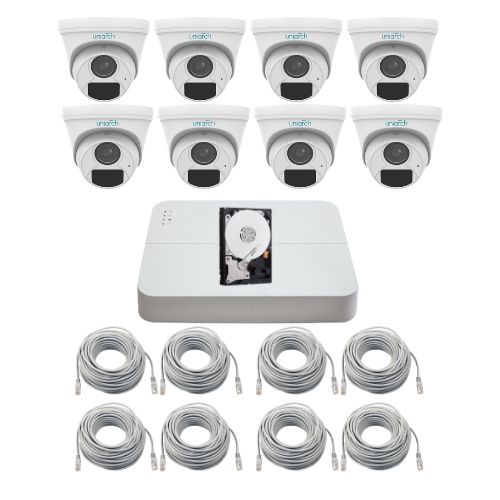 Sistem supraveghere IP Uniarch, 8 camere de interior 4MP 2K, Infrarosu 30m, Microfon, Slot card SD, Microfon, NVR 8 canale, HDD 500GB, Accesorii montaj