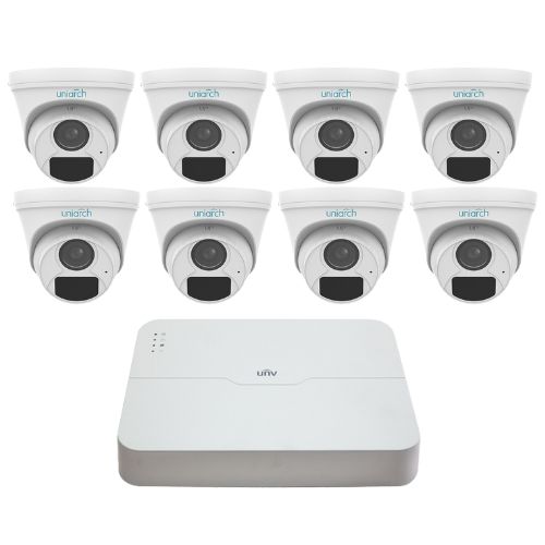 Sistem supraveghere IP Uniarch, 8 camere 4MP 2K, Microfon, IR 30m, NVR 8 canale, Vizualizare de pe mobil