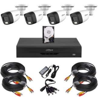 Sistem supraveghere complet Dahua, 4 camere Starlight, 5MP, Infrarosu 30m, Vizualizare de pe mobil, DVR, Recunoastere faciala, Accesorii montaj, HDD 500GB [1]