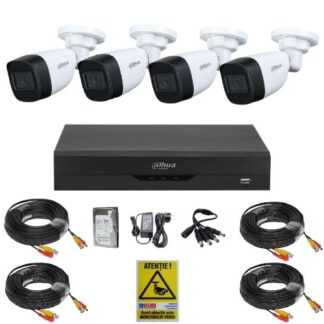 Sistem supraveghere inteligent Dahua, 4 camere 2MP Full HD, Vizualizare pe timp de noapte 30m, De exterior, DVR 4 canale, HDD 500GB, Accesorii montaj Sistem supraveghere inteligent Dahua, 4 camere 2MP Full HD, Vizualizare pe timp de noapte 30m, De exterior, DVR 4 canale, HDD 500GB, Accesorii montaj