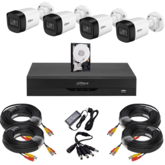 Sistem supraveghere complet Dahua, 4 camere Starlight, 5MP, Infrarosu 30m, Vizualizare de pe mobil, DVR, Recunoastere faciala, Accesorii montaj, HDD 500GB [1]