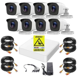 Sistem supraveghere Hilook, 8 camere 2MP Infrarosu 20m, DVR 8 canale 2MP, Accesorii montaj, Autocolant Rovision [1]