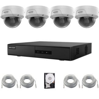 Sistem supraveghere IP Hikvision Hiwatch, 4 camere 4MP, PoE, DVR, Accesorii incluse [1]