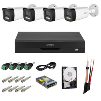 Sistem supraveghere Dahua, Functii inteligente, 4 camere analog, 5MP, IR 80m, Microfon, Starlight, de exterior, DVR 4 canale, Accesorii montaj incluse [1]