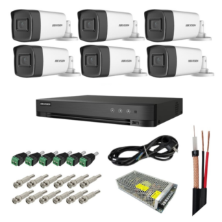 Sistem supraveghere Hikvision, 6 camere 3K 5MP, Dual Light 40m, Microfon, DVR 8 canale, Accesorii montaj incluse, Vizualizare pe mobil [1]
