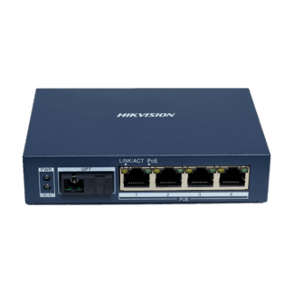 Mediaconvertor Gigabit 4 x RJ45 PoE, 1 x SC Single-Mode Bi-directional, 20 km - HIKVISION DS-3D504TP-A [1]