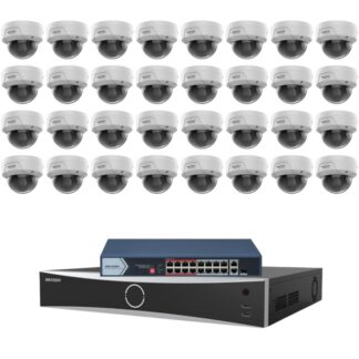 Sistem supraveghere IP Hikvision HiWatch, 32 camere, 4MP, Antivandal, IR 30m, NVR 32 canale, Switch PoE, Functii inteligente [1]