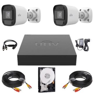 Sistem supraveghere Uniview, 2  camere, 2MP Full HD, Microfon, Infrarosu 20m, DVR, Accesorii montaj incluse [1]