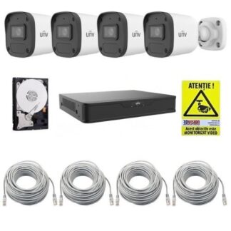 Sistem supraveghere IP UNV, 4 camere de exterior, 4MP, IR 30m, Microfon, NVR 4 canale POE, HDD 1TB, Accesorii [1]