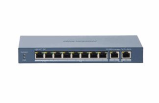 Switch PoE Hikvision DS-3E0310HP-E(C), 8 porturi PoE, 2 porturi Gigabit RJ45, putere PoE 110W, 6kV [1]