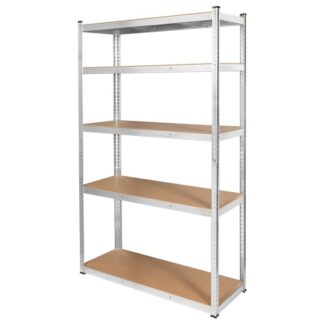 Raft metalic, 5 politite reglabile MDF, 205 cm inaltime, 175kg/polita, argintiu - Rebel RB-1253