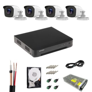 Sistem supraveghere Hikvision, 4 camere 5MP, Infrarosu 20m, DVR, HDD 500GB, Accesorii montaj inlcuse, Vizualizare imagini pe mobil [1]