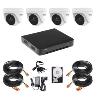 Sistem supraveghere Hikvision HiWatch, 4 camere, 5MP, Infrarosu 20m, DVR 4 canale, HDD 500GB, Accesorii montaj [1]