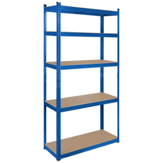 Raft metalic depozitare, 5 polite MDF reglabile, 150 kg/polita, 180cm inaltime, asamblare push-in, albastru - Rebel RB-1251BL
