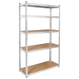 Raft metalic depozitare, 5 polite MDF reglabile, 205 cm inlatime, 150 kg/polita, alb - Rebel RB-1252