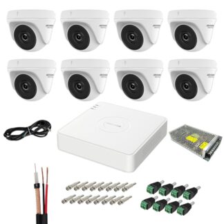 Sistem de supraveghere Hikvision Hiwatch cu functii inteligente, 8 camere, 5MP, Infrarosu 20m, DVR, Accesorii montaj incluse, Vizualizare imagini pe mobil [1]