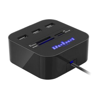 Hub USB 3 porturi cu cititor carduri SD/MicroSD, USB 2.0 480Mb/s, cablu 50 cm, Plug & Play, KOM1020 [1]