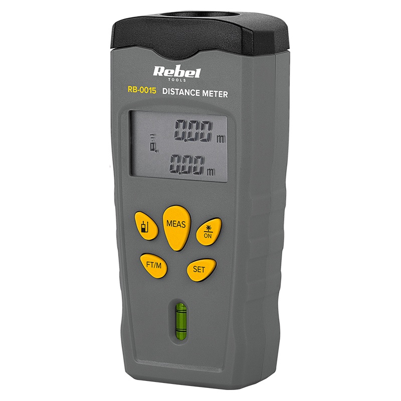 Telemetru laser Rebel, interval 0.518 m, precizie ±0.5%, ecran iluminat, măsurare distanță/suprafață/volum, MIE-RB-0015