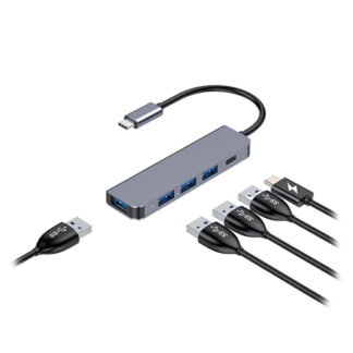 Hub USB-C 5 in 1, 4x USB 3.0 5Gbps, USB-C PD 100W, carcasa aluminiu, Plug & Play, PMH42 [1]