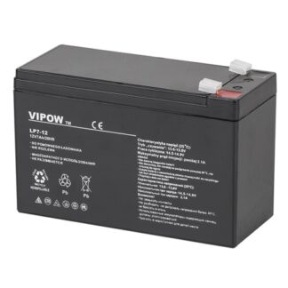 Acumulator stationar AGM VRLA VIPOW 12V 7Ah, baterie plumb acid etansa pentru UPS, alarma, CCTV, interfon, borne F1 [1]