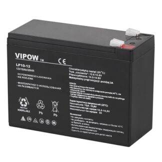Acumulator stationar AGM VRLA VIPOW 12V 10Ah, baterie plumb acid etansa pentru UPS, alarma, CCTV, control acces, borne F2 Acumulator stationar AGM VRLA VIPOW 12V 10Ah, baterie plumb acid etansa pentru UPS, alarma, CCTV, control acces, borne F2