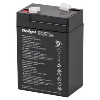Acumulator stationar AGM VRLA REBEL 6V 4.5Ah, baterie plumb acid etansa pentru UPS