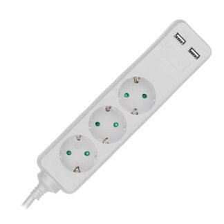 Prelungitor V-tac, 3 cai + 2 USB, 1.5 m, 3G1.5mm², alb, SKU-8774 [1]