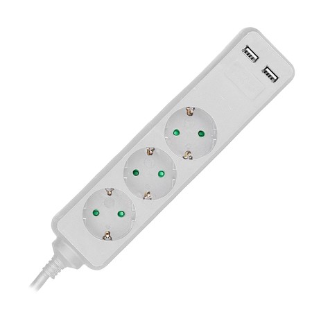 Prelungitor V-tac, 3 cai + 2 USB, 1.5 m, 3G1.5mm², alb, SKU-8774 - imagine 2