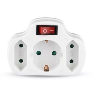 Adaptor V-tac,  3 prize cu intrerupator, 3 x 16A, max. 3500W, SKU-8806