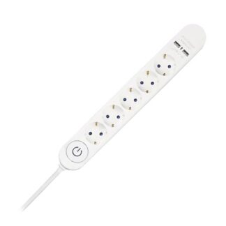 Prelungitor V-tac,  5 cai cu intrerupator si 2 porturi USB, 3 m, 3G1.5 mm², SKU-8807 [1]