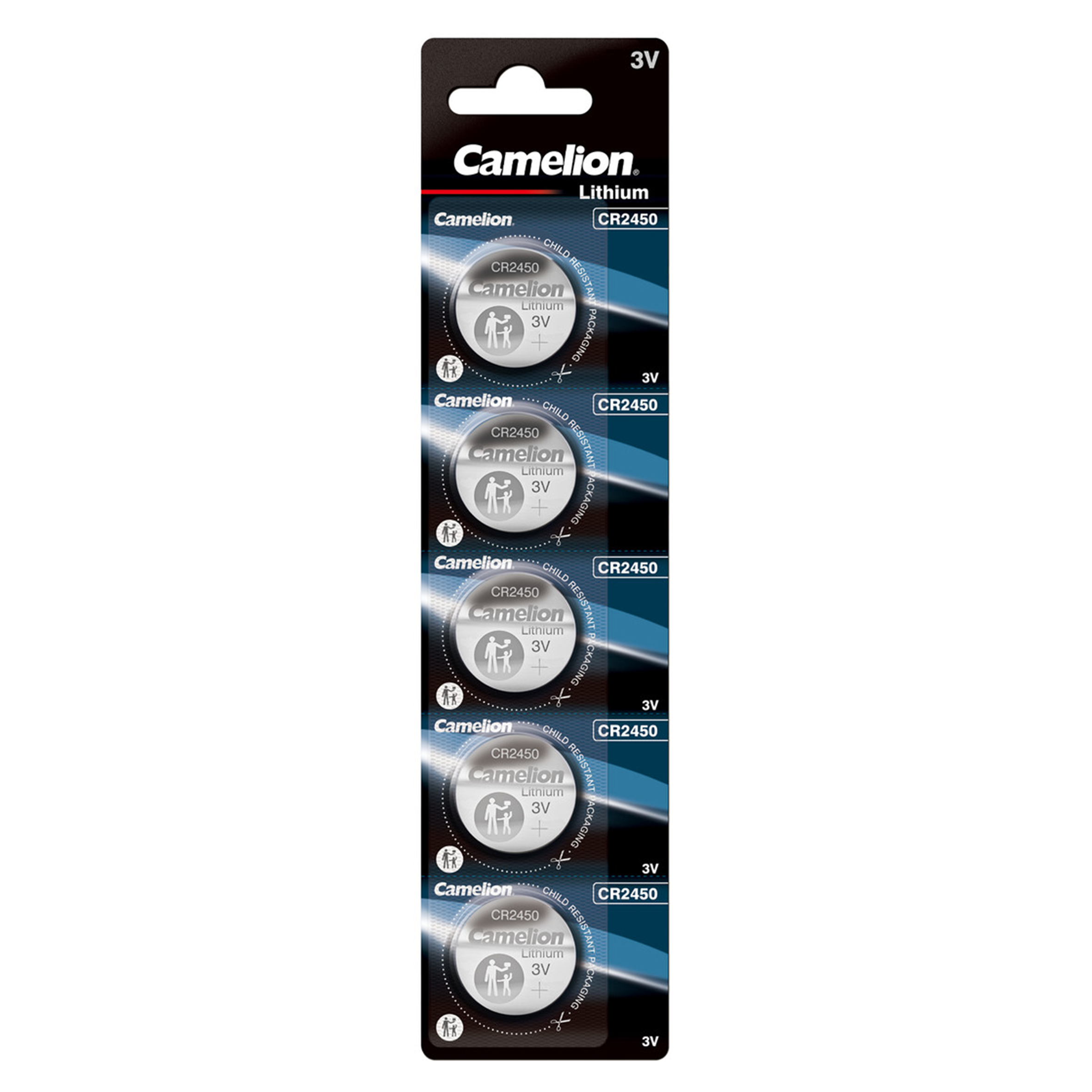 Baterie Litiu 3V CR2450 550mAh, Dimensiuni 24 x 50 mm Camelion Blister 5, A0115228 - imagine 2