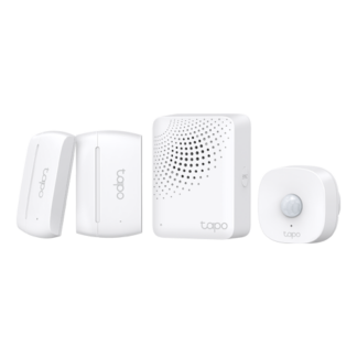Kit senzori smart TP-Link Tapo T30 KIT, hub H100, senzor miscare T100, 2x senzor usa/fereastra T110, alarma 90dB, notificari aplicatie, compatibil Alexa, Google Home si Apple Home